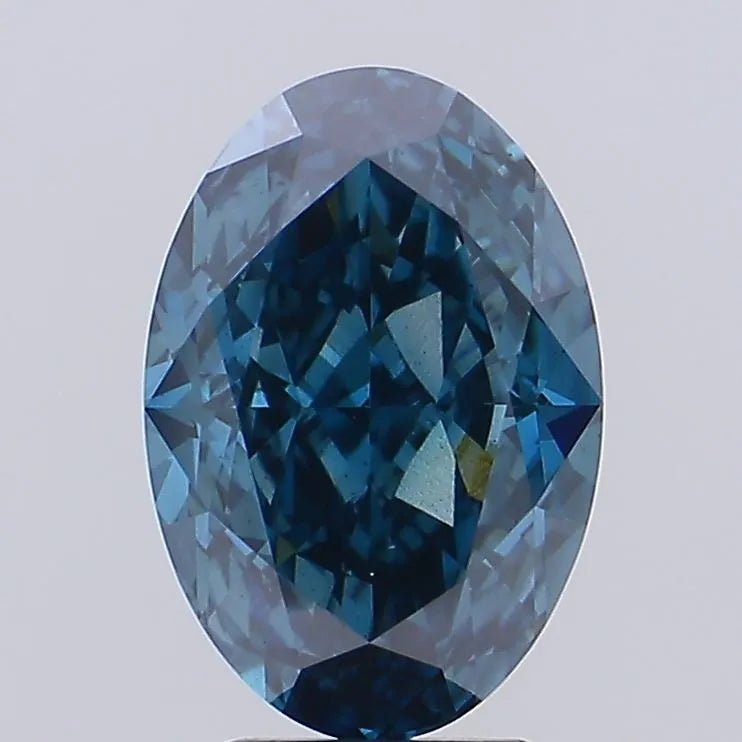 4.56ct Oval Lab Grown Diamond (Colour Fancy Vivid Blue, Clarity SI1, IGI Certified) - Jewelry by Cleo