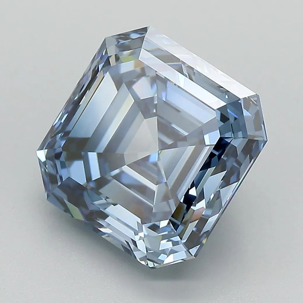 5.00ct Square emerald Lab Grown Diamond (Colour Fancy Deep Blue, Clarity VVS2, Cut GD, IGI Certified)