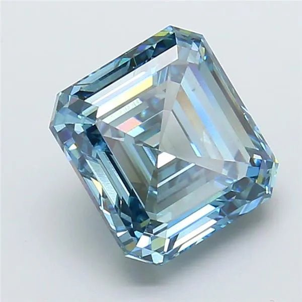 5.02ct Asscher Lab Grown Diamond (Colour Fancy Vivid Blue, Clarity VS1, IGI Certified) - Jewelry by Cleo