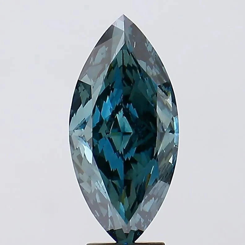 5.47ct Marquise Lab Grown Diamond (Colour Fancy Deep Greenish Blue, Clarity VVS2, IGI Certified) - Jewelry by Cleo