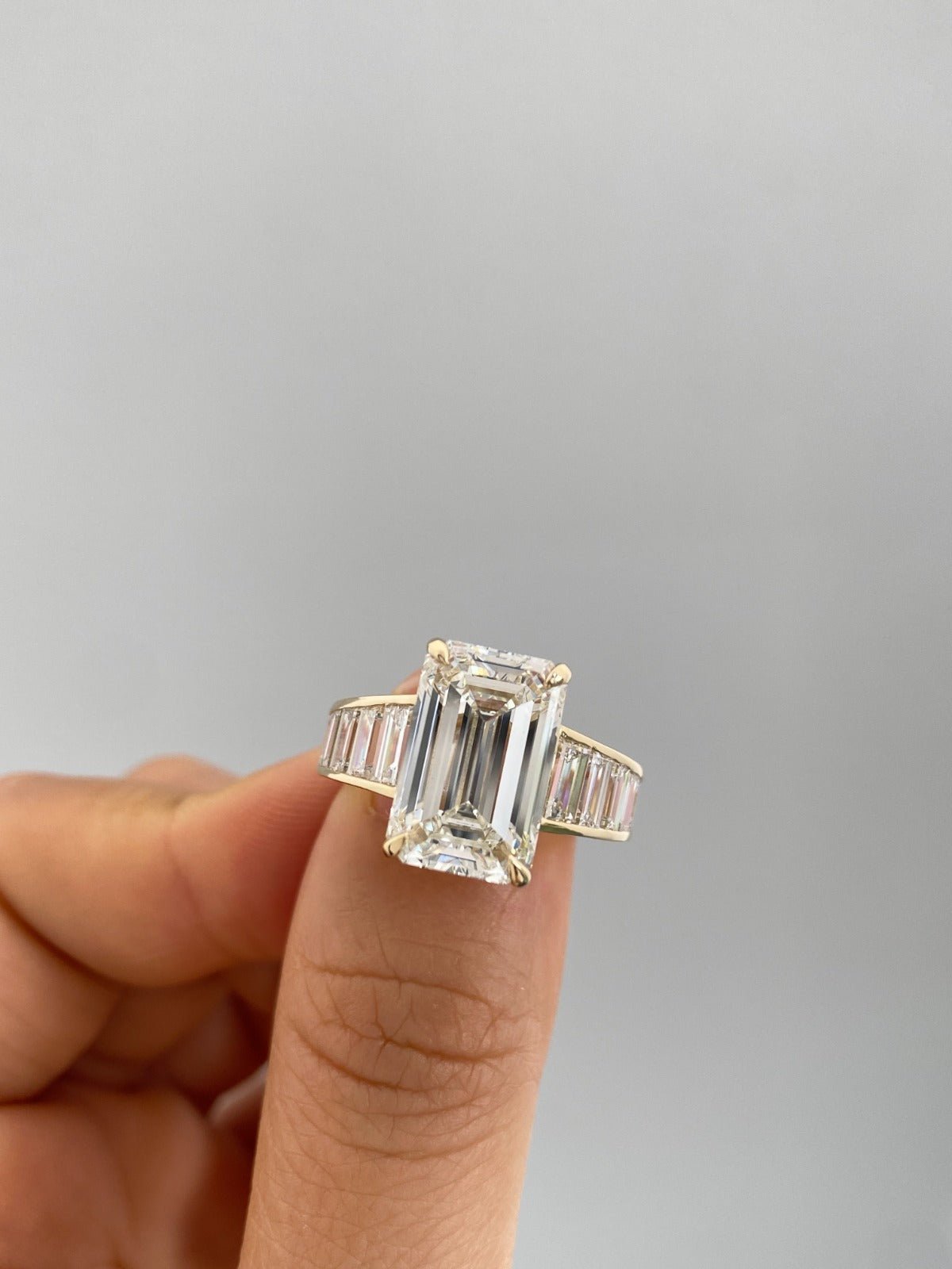 5.5 carat emerald lab - grown diamond engagement ring - Jewelry by Cleo