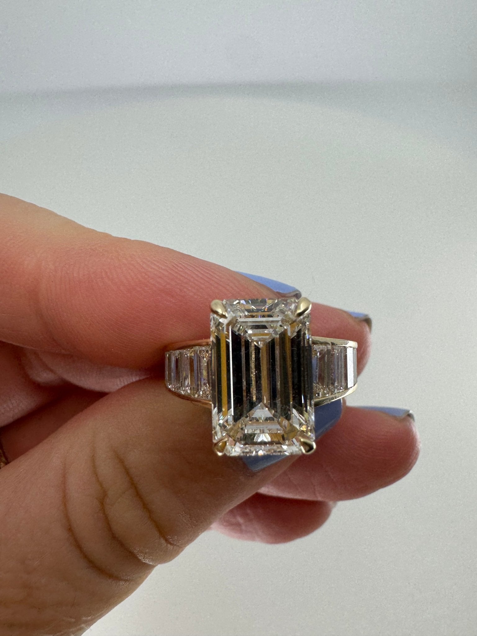 5.5 carat emerald lab - grown diamond engagement ring - Jewelry by Cleo