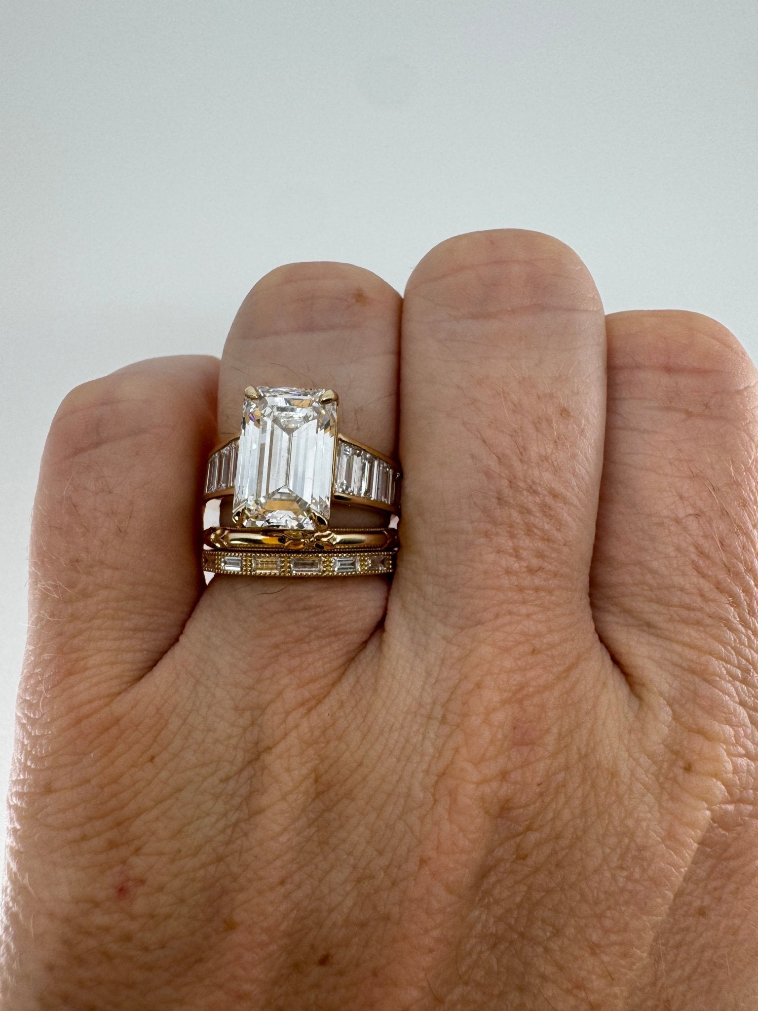 5.5 carat emerald lab - grown diamond engagement ring - Jewelry by Cleo