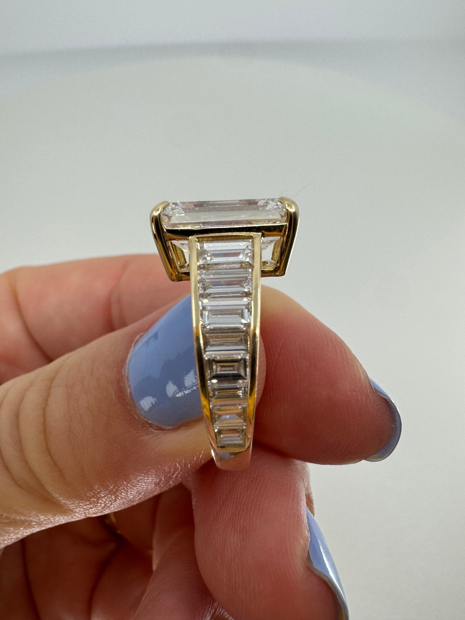 5.5 carat emerald lab - grown diamond engagement ring - Jewelry by Cleo