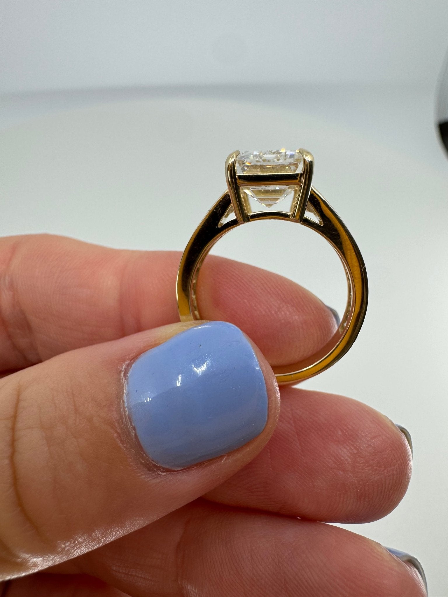 5.5 carat emerald lab - grown diamond engagement ring - Jewelry by Cleo