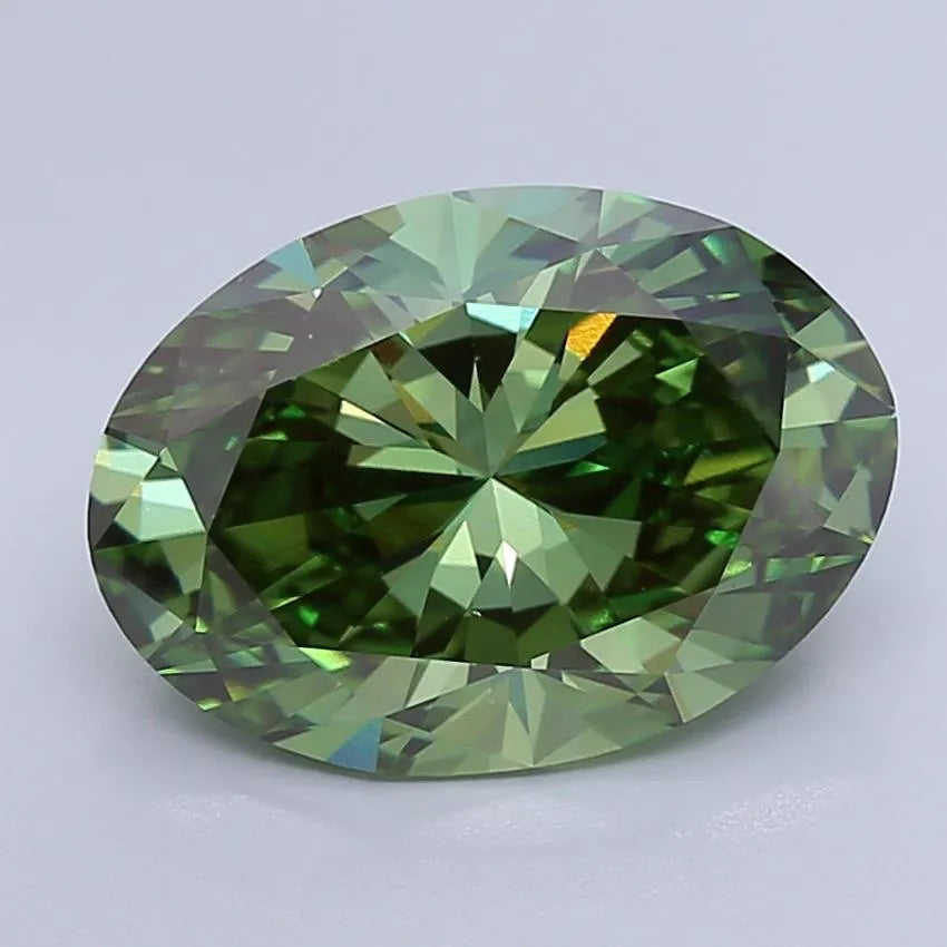 6.00ct Oval Lab Grown Diamond (Colour Fancy Vivid Green, Clarity VS1, IGI Certified)