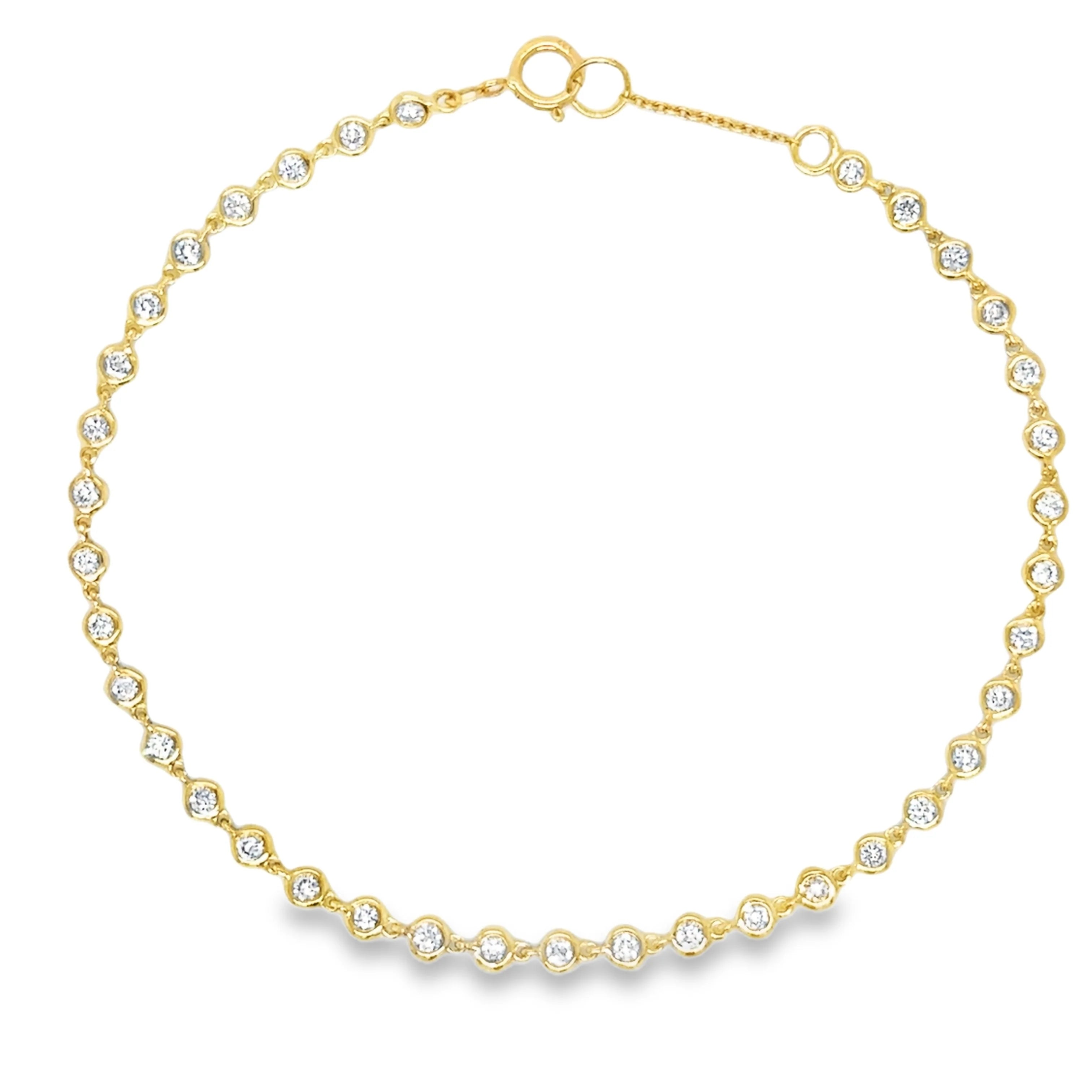 14k Gold Bezel-Set Diamond Tennis Bracelet — 0.76ct