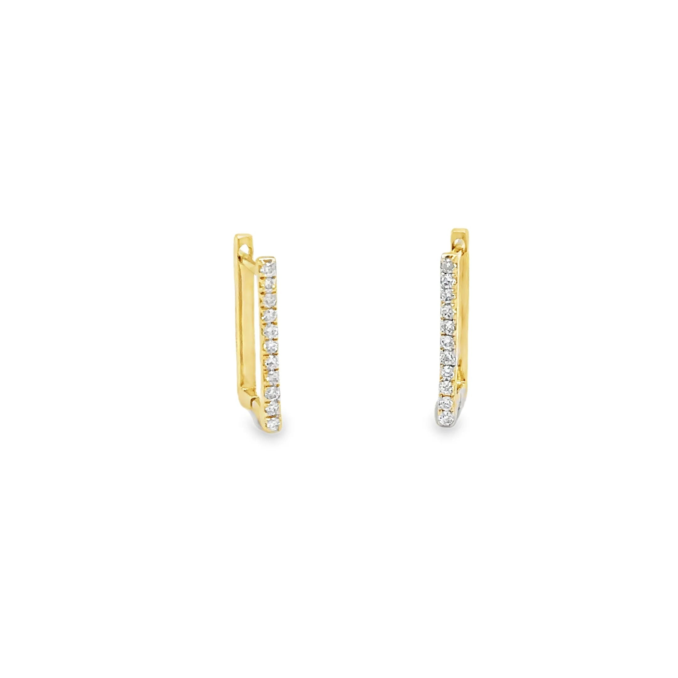 14k Gold Pavé Diamond Rectangle Earrings — Small or Large