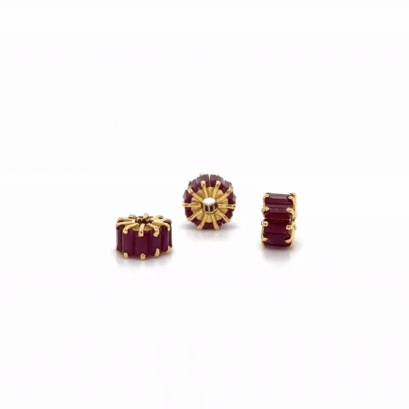 14k Gold Baguette Rondelle Charm — Diamond or Ruby