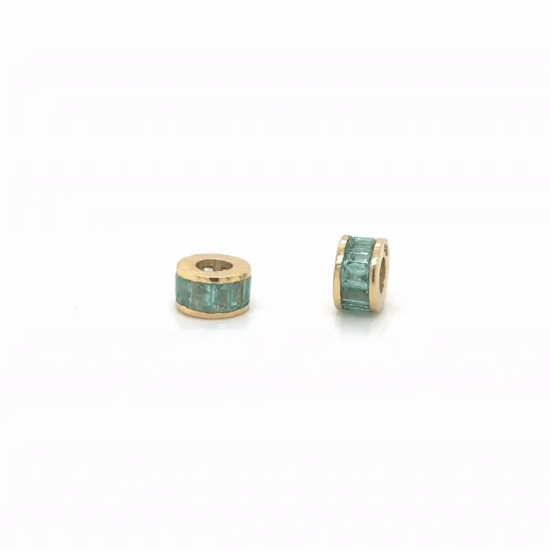 14k Gold Baguette Sapphire Rondelle Charm — 5 Stone Options