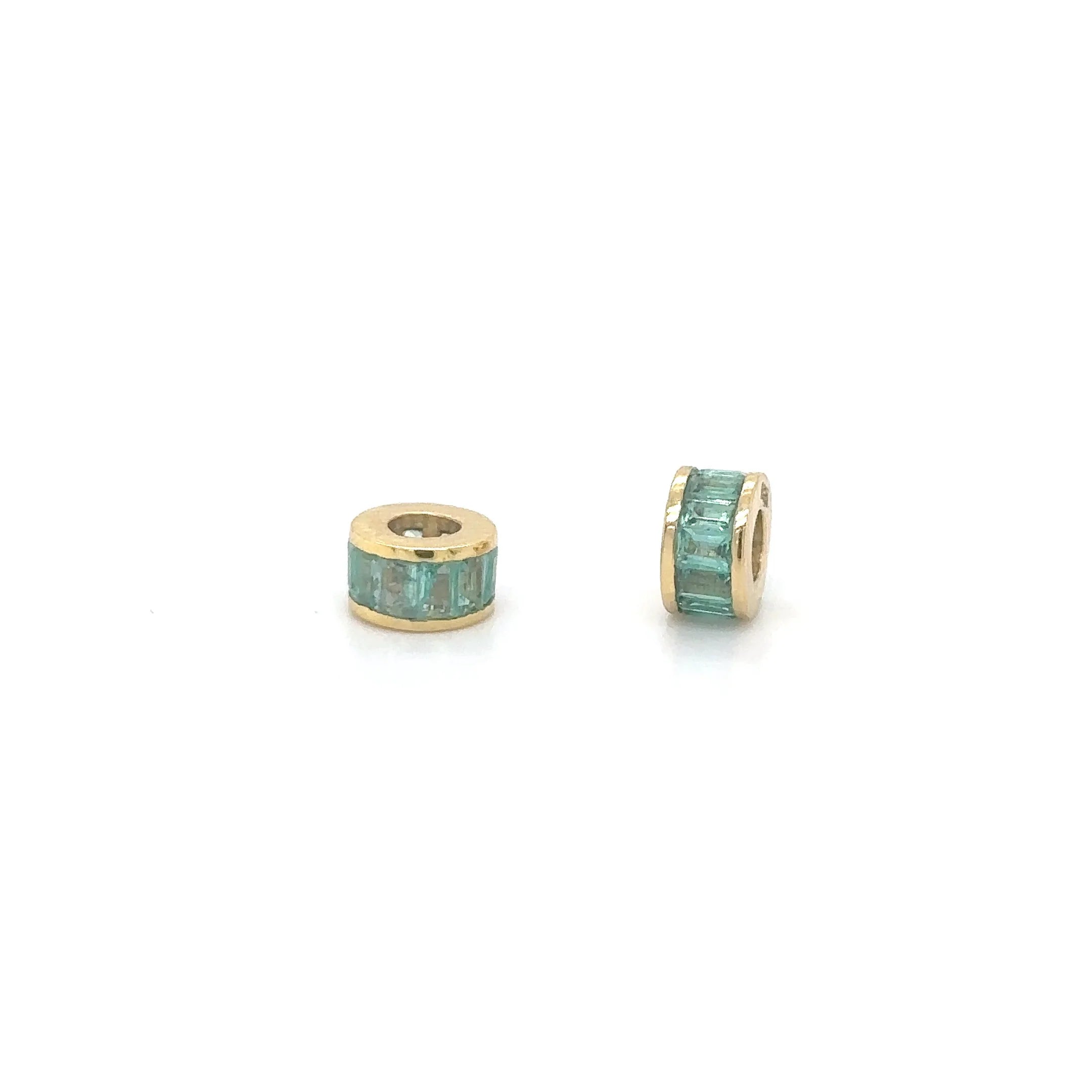 14k Gold Baguette Sapphire Rondelle Charm — 5 Stone Options