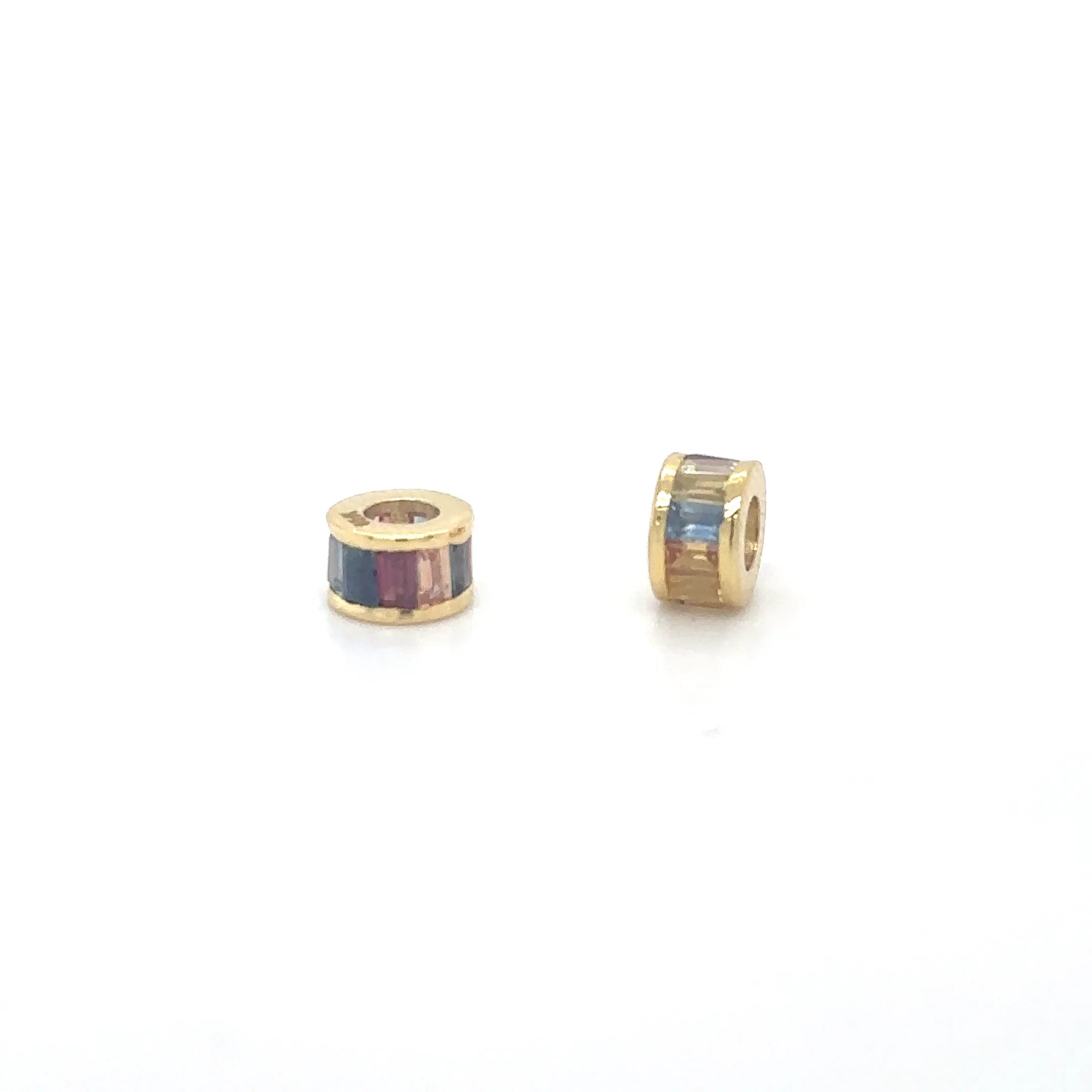 14k Gold Baguette Sapphire Rondelle Charm — 5 Stone Options