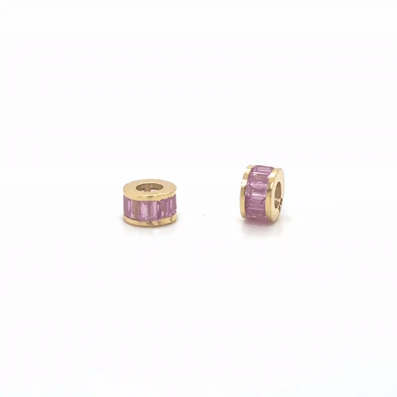 14k Gold Baguette Sapphire Rondelle Charm — 5 Stone Options