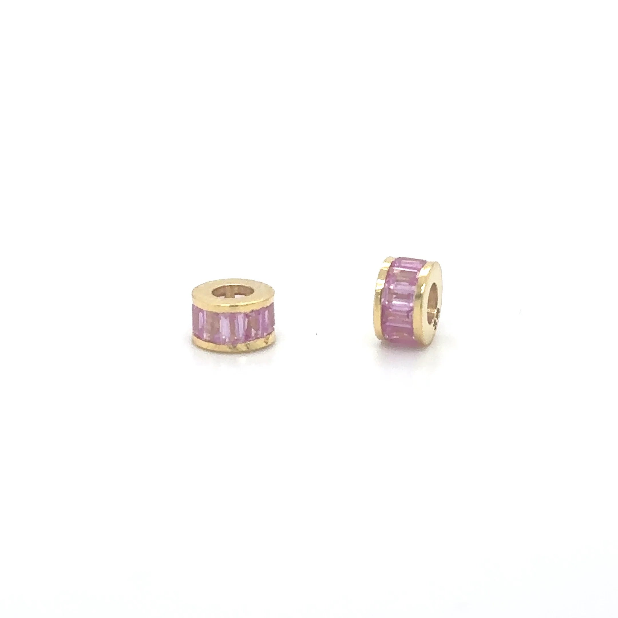 14k Gold Baguette Sapphire Rondelle Charm — 5 Stone Options