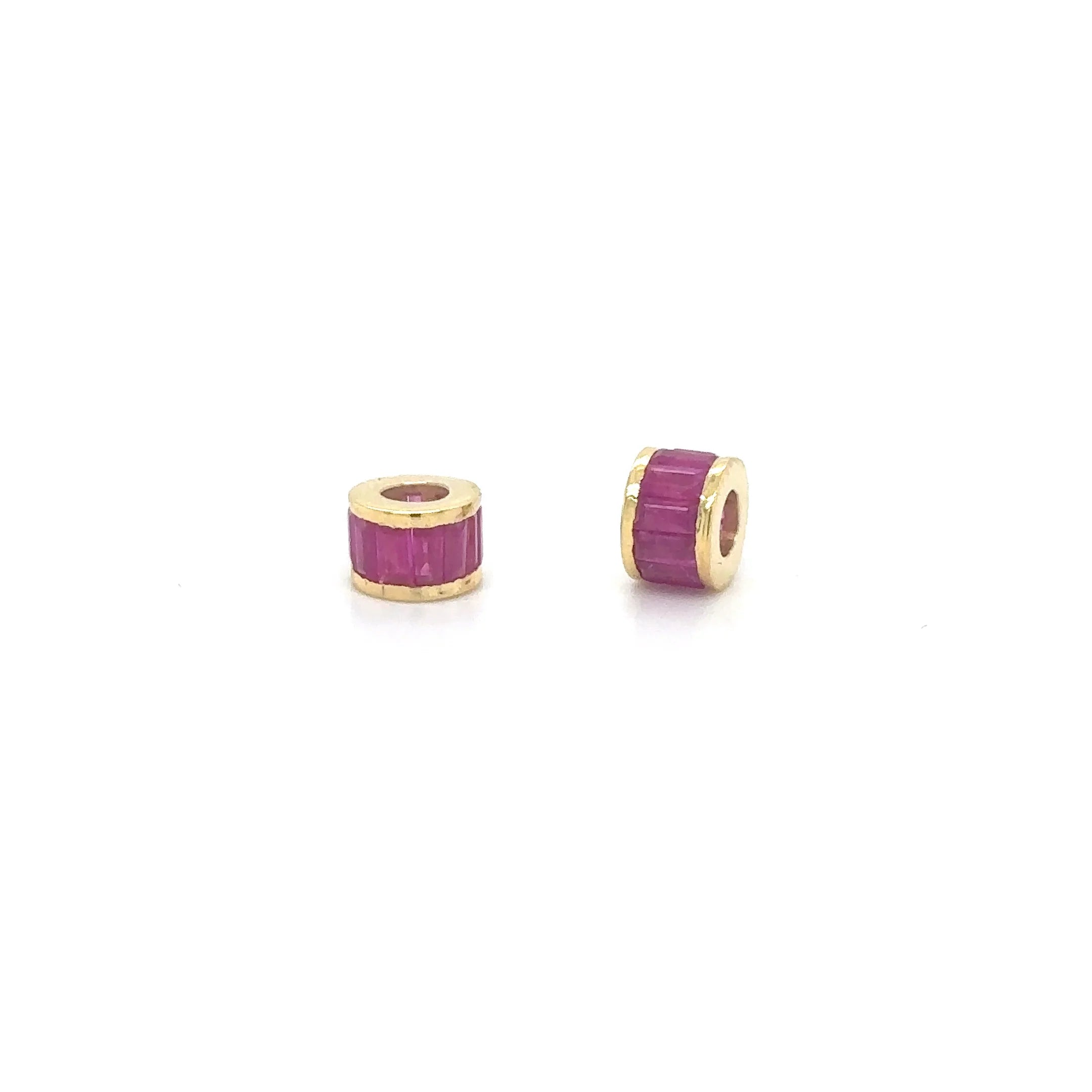 14k Gold Baguette Sapphire Rondelle Charm — 5 Stone Options