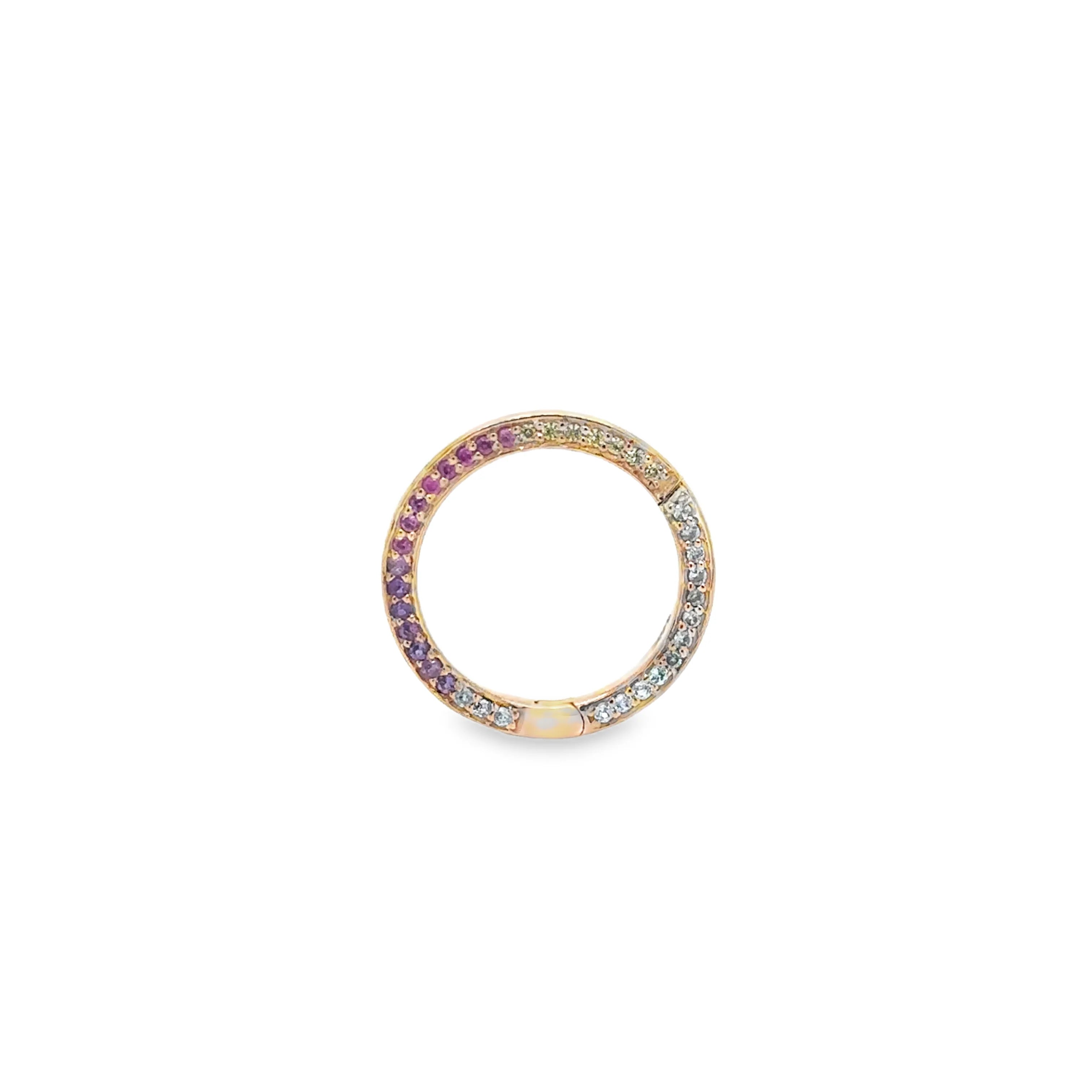 14k Gold Multi-Sapphire Pavé Charm Pendant