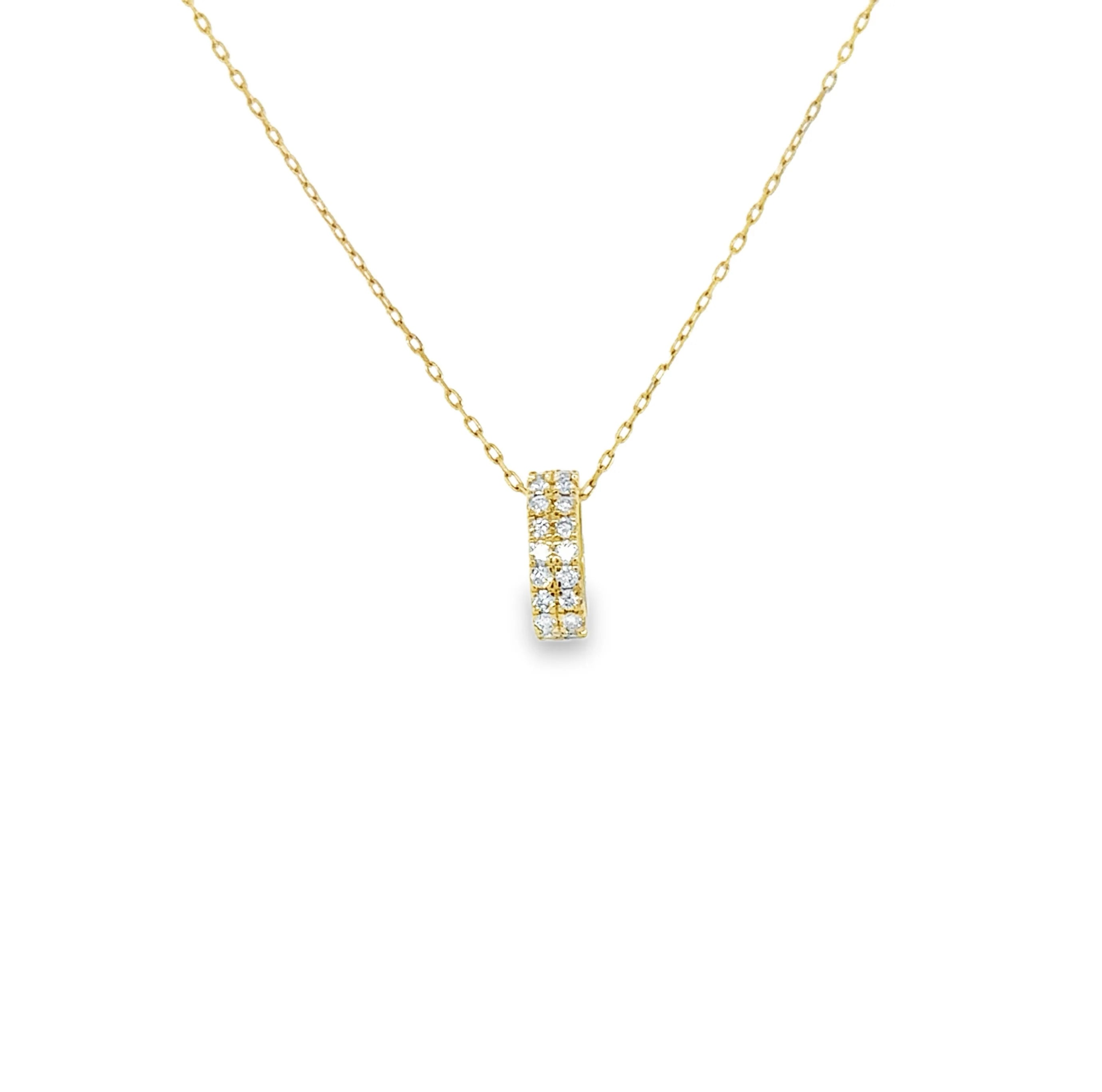 14k Gold Double-Row Pavé Diamond Cylinder Pendant