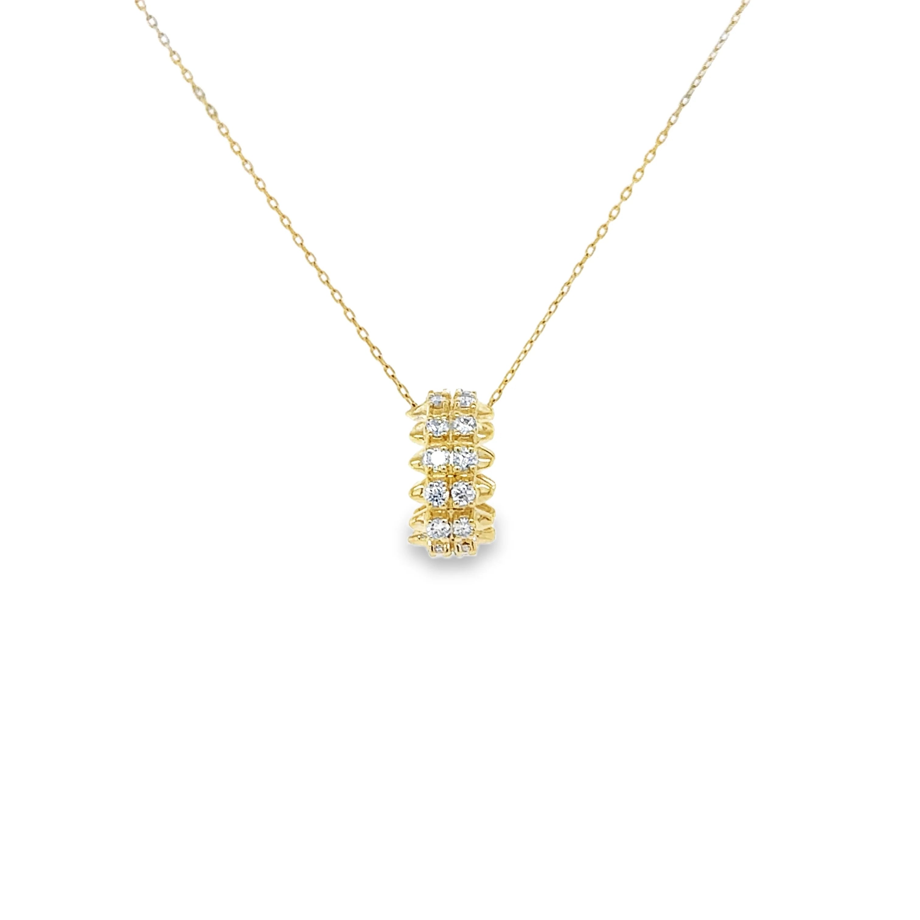 14k Gold Multi-Row Diamond Spine Pendant