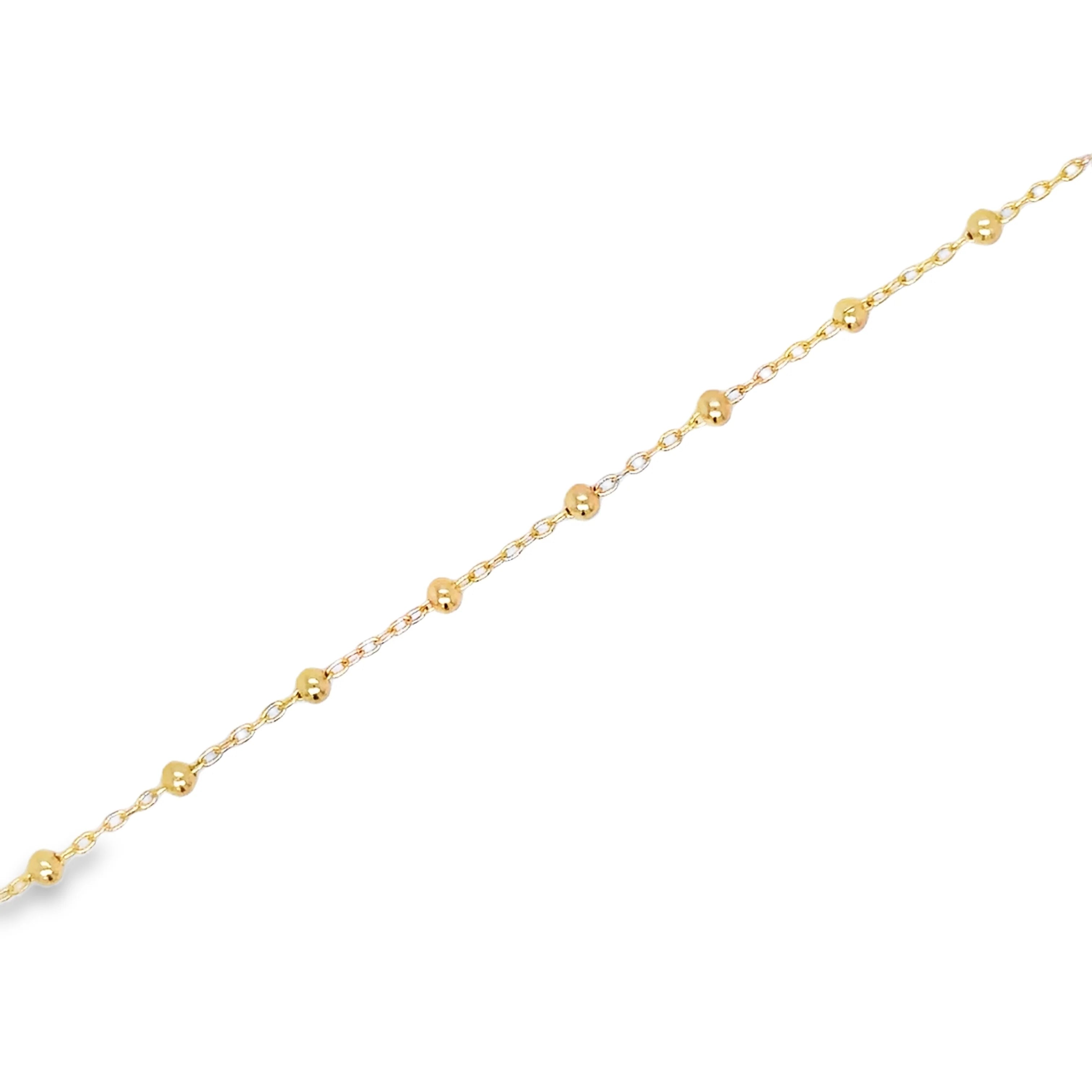 14k Gold Ball Station Bracelet — 7"
