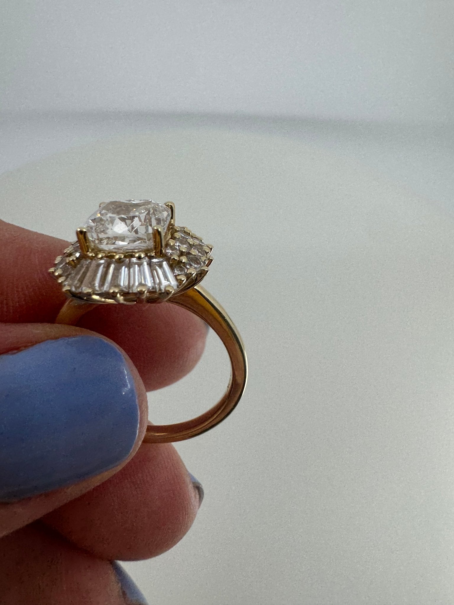 Cushion set in ballerina - inspired halo engagement ring - Jewelry by Cleo