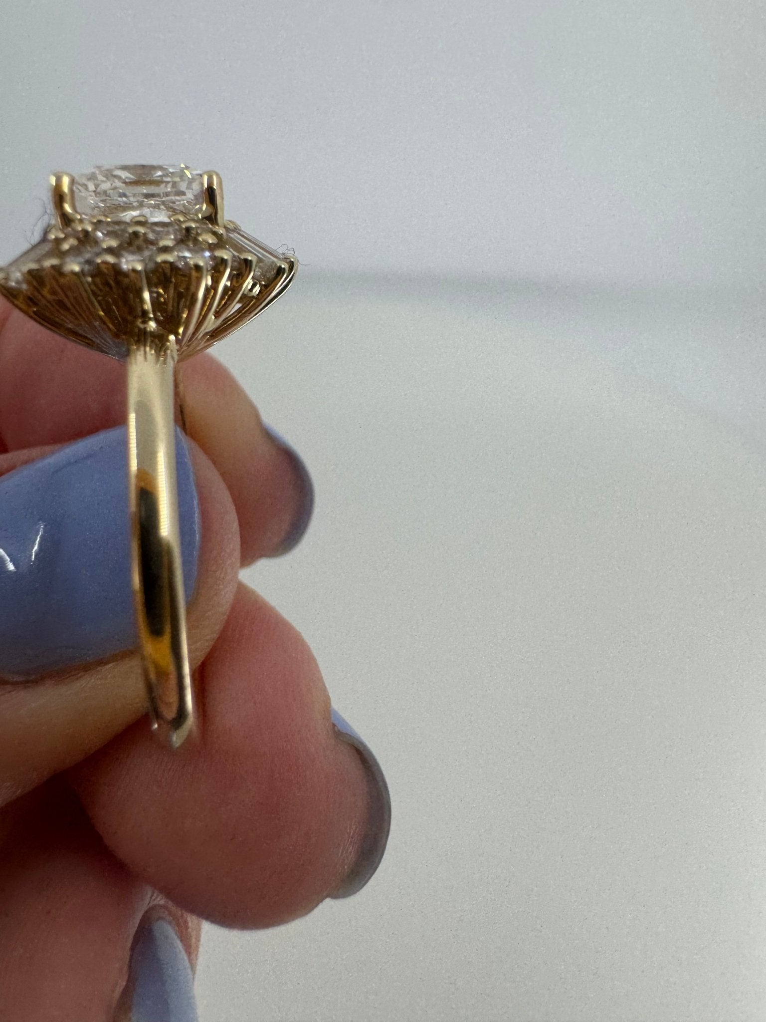 Cushion set in ballerina - inspired halo engagement ring - Jewelry by Cleo