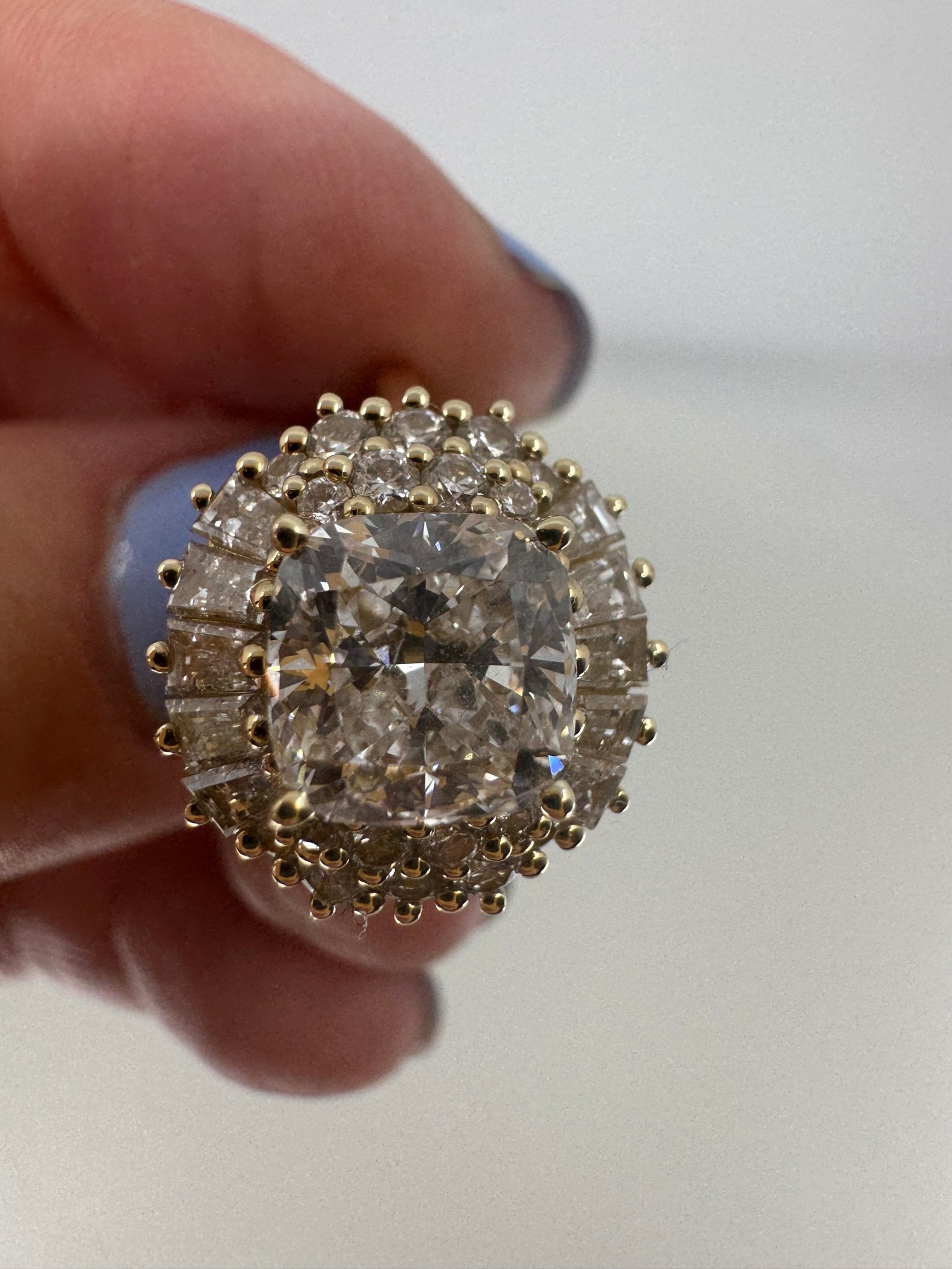 Cushion set in ballerina - inspired halo engagement ring - Jewelry by Cleo