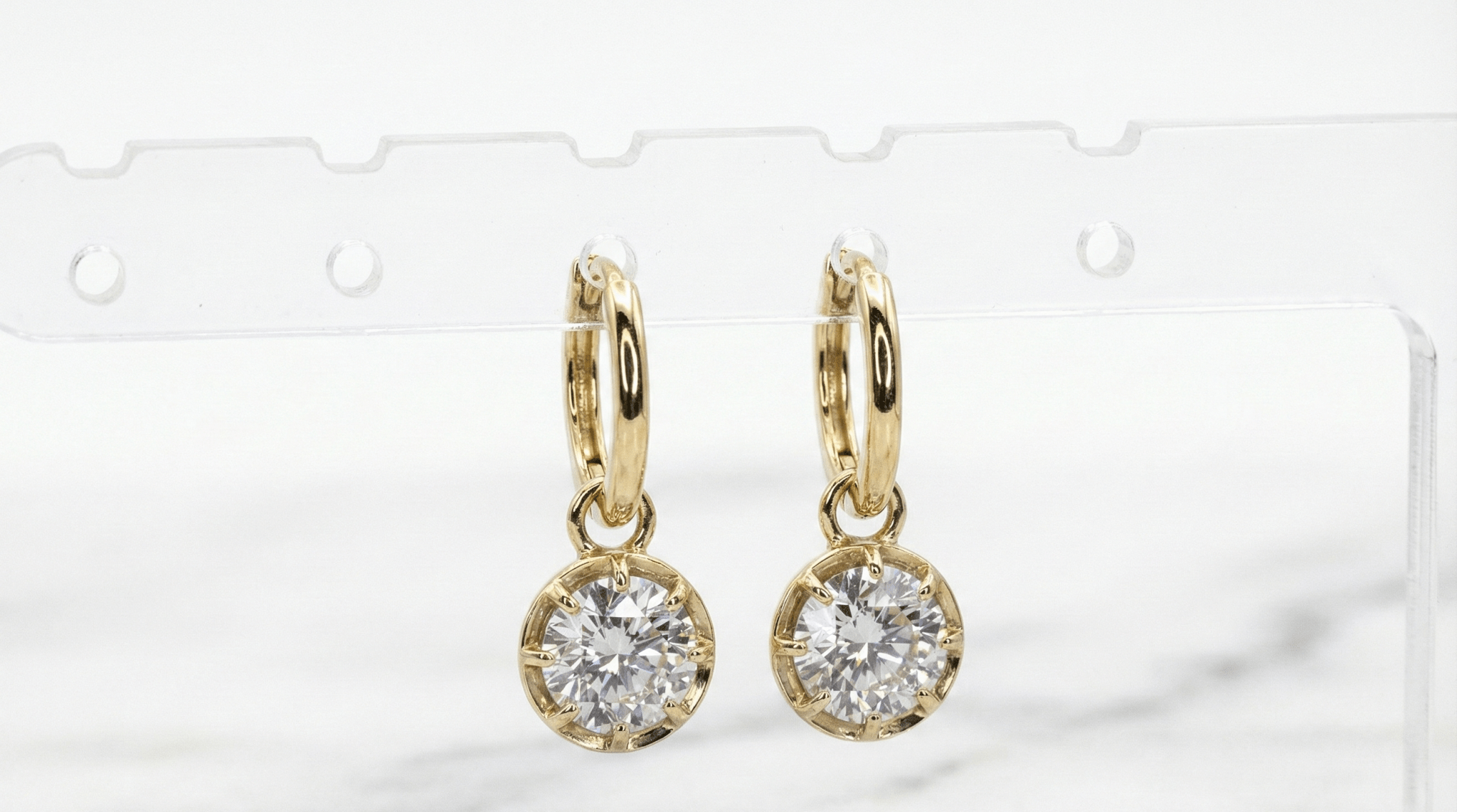 Diamond Buttonback Hoop Earrings - Jewelry by Cleo