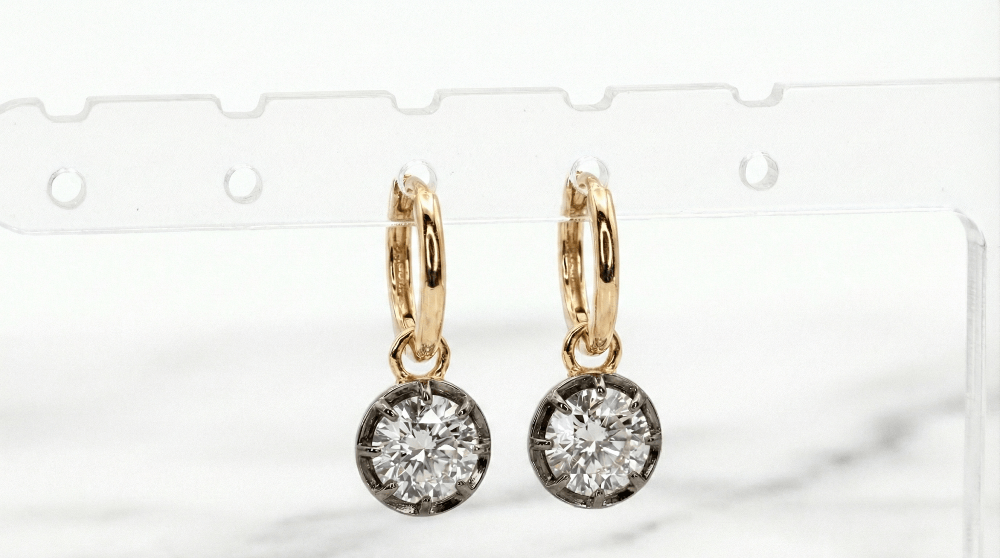 Diamond Buttonback Hoop Earrings - Jewelry by Cleo