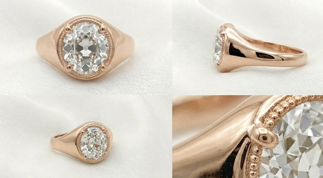 The Vintage-Inspired Old European Cut Signet Ring