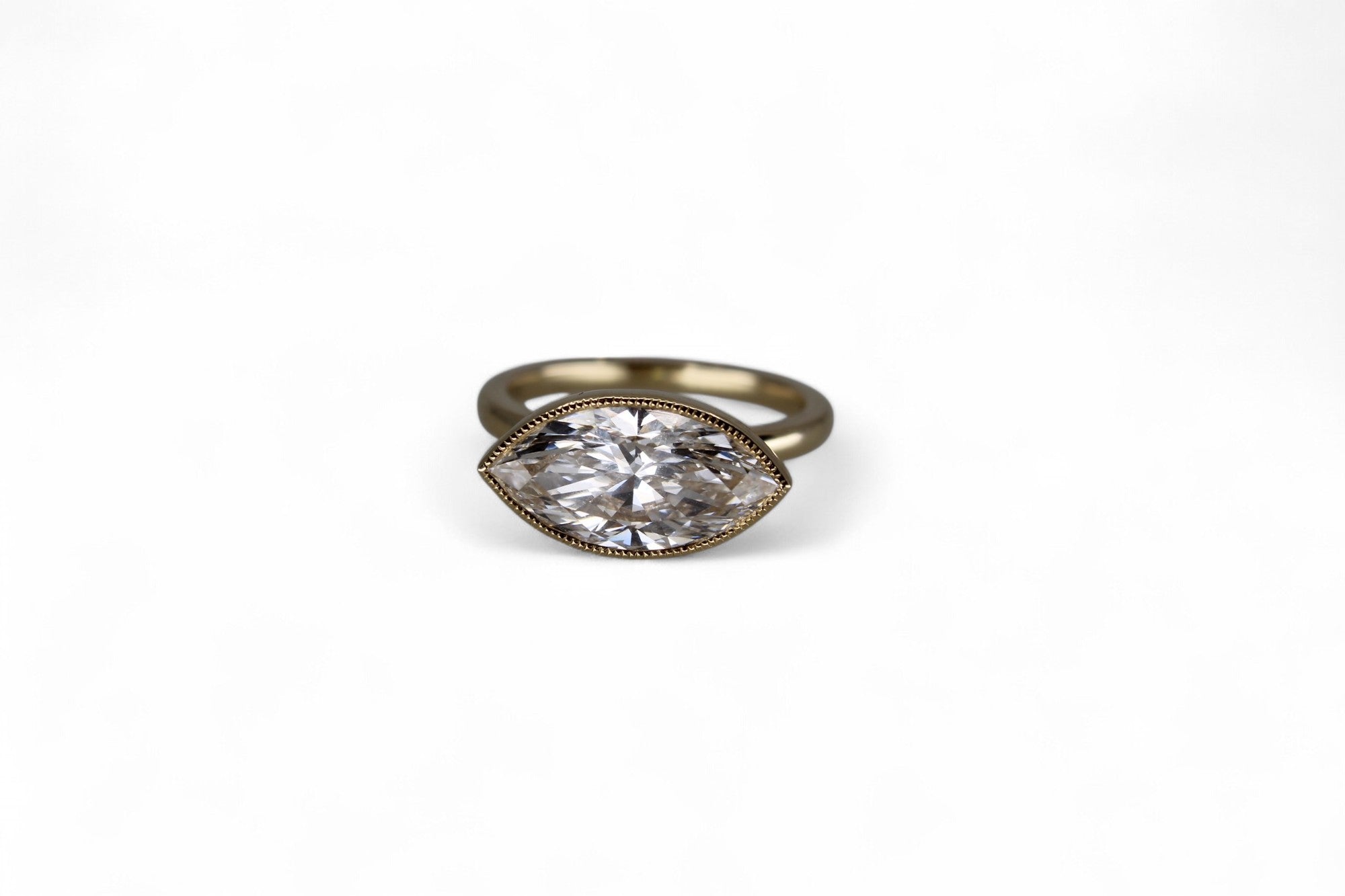 Marquise 4 carat east - west bezel ring - Jewelry by Cleo