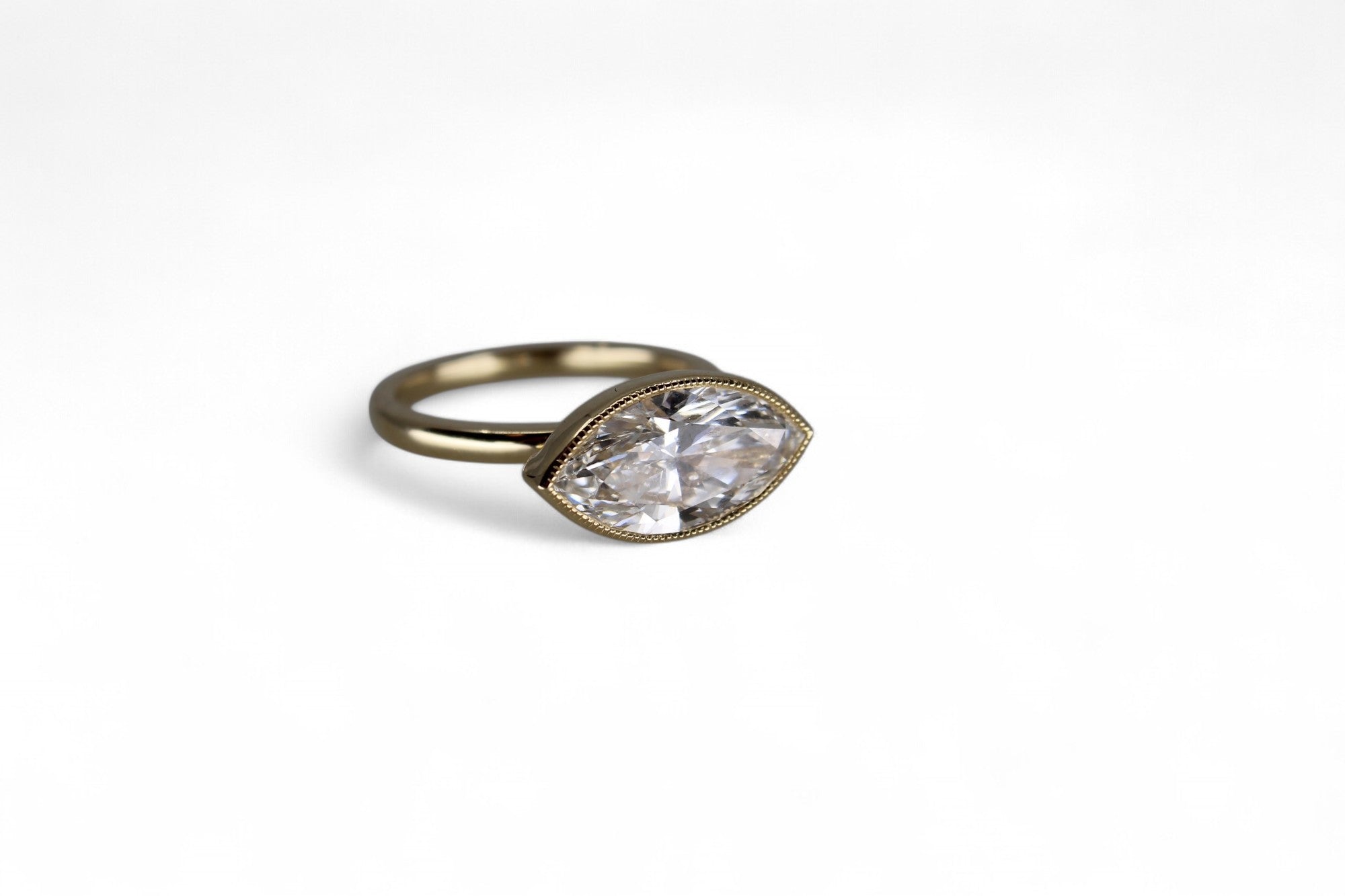 Marquise 4 carat east - west bezel ring - Jewelry by Cleo