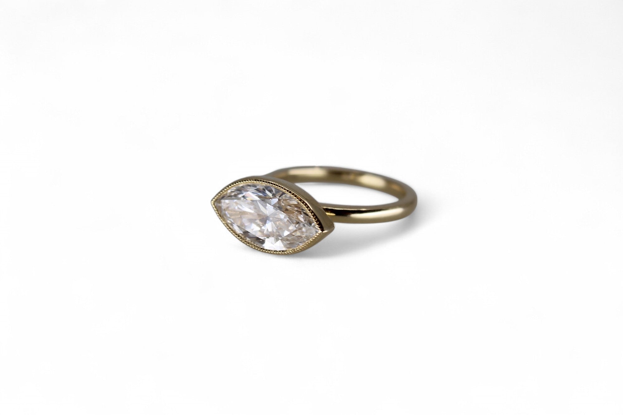 Marquise 4 carat east - west bezel ring - Jewelry by Cleo