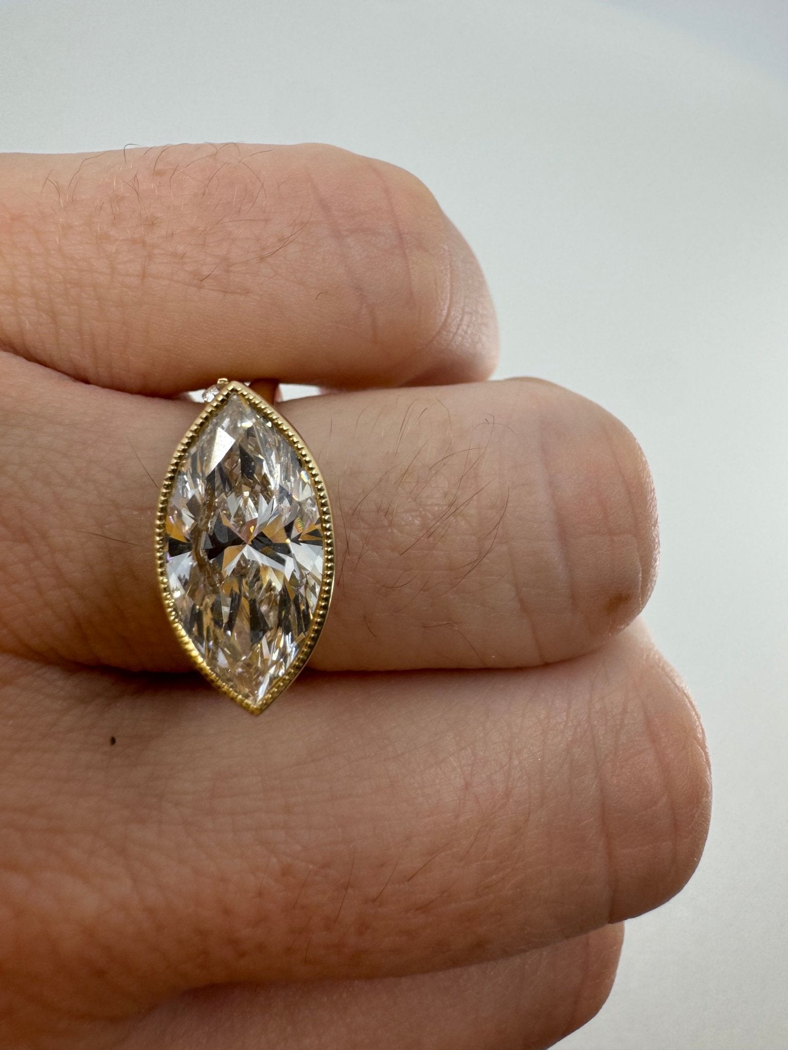 Marquise 4 carat east - west bezel ring - Jewelry by Cleo