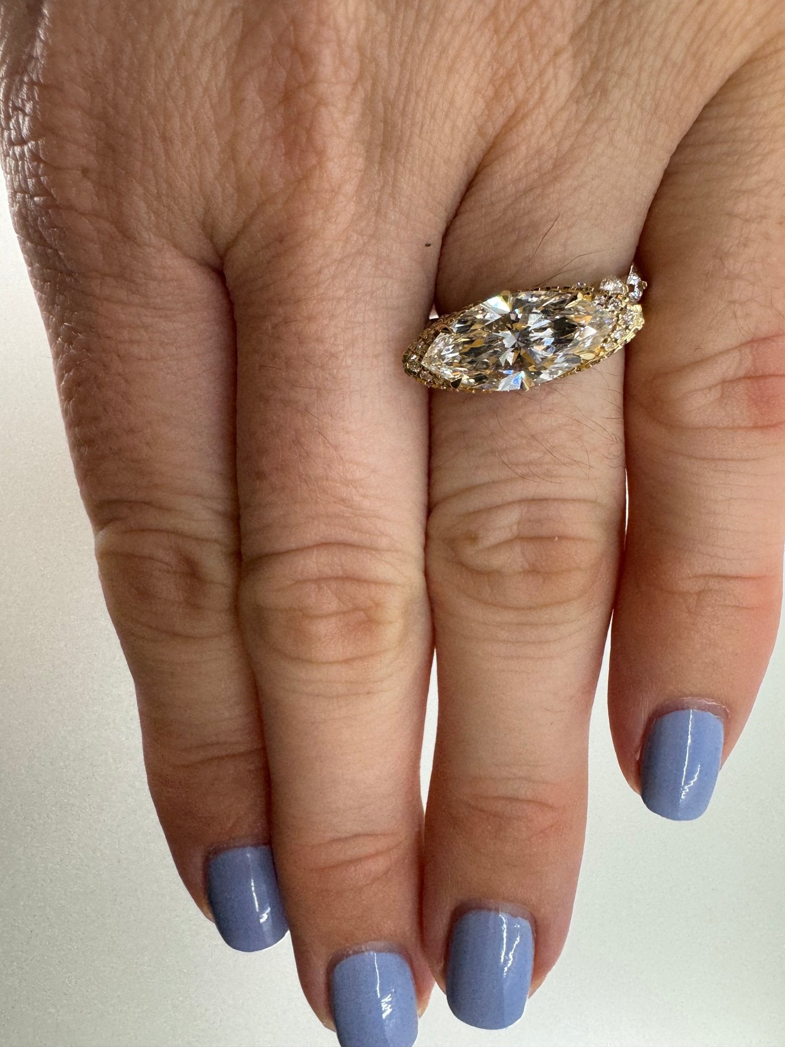 Marquise east - west 3 carat halo ring - Jewelry by Cleo
