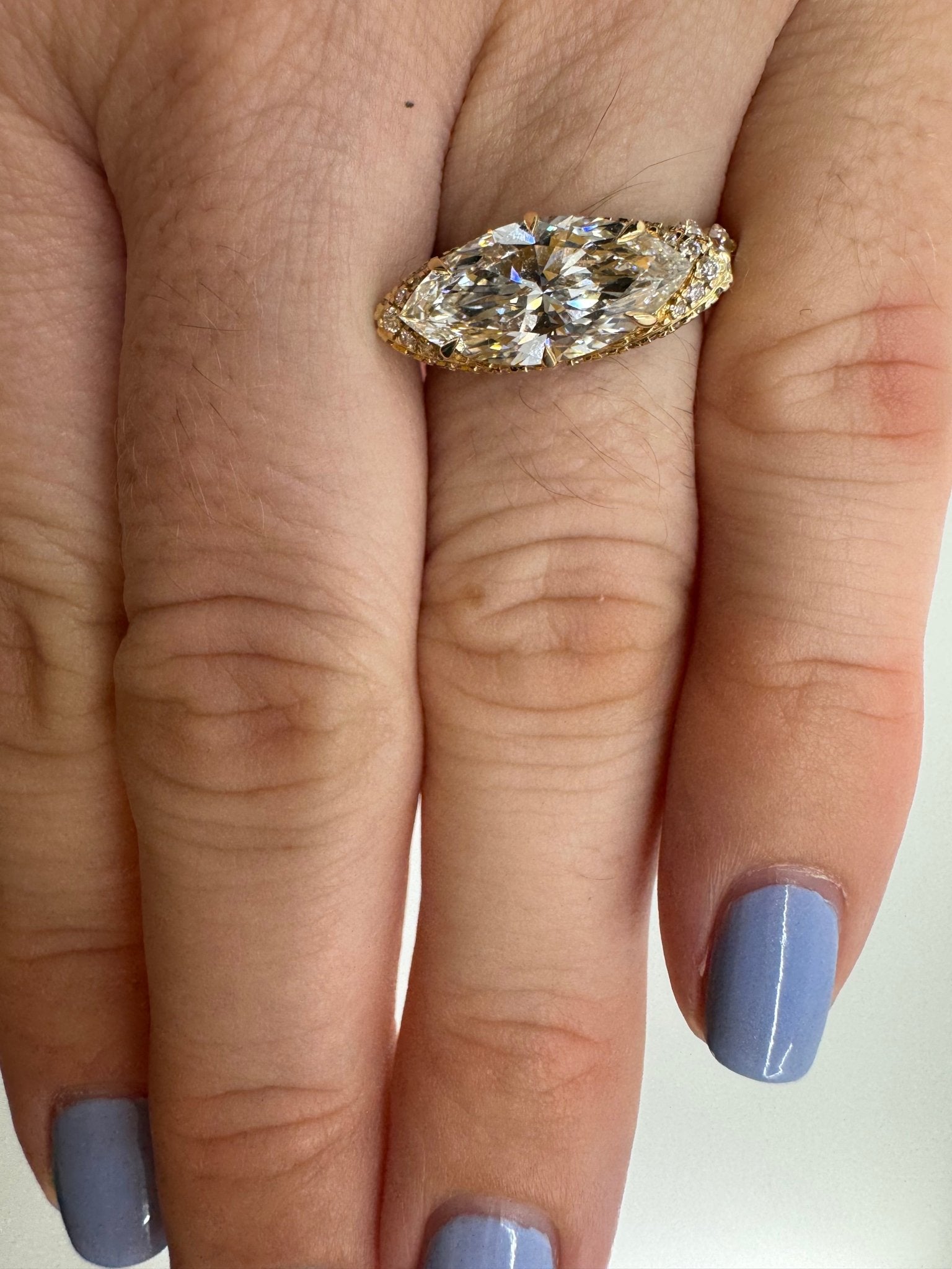 Marquise east - west 3 carat halo ring - Jewelry by Cleo