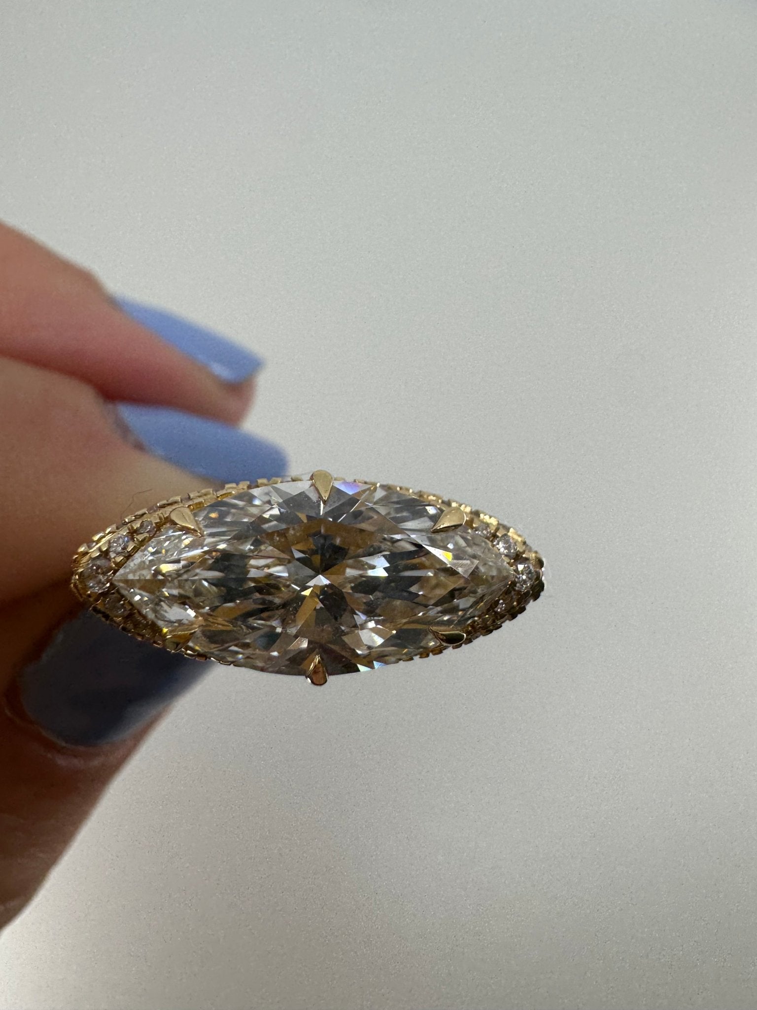 Marquise east - west 3 carat halo ring - Jewelry by Cleo