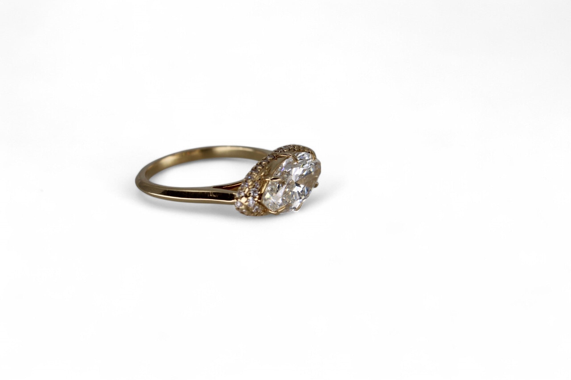 Marquise east - west 3 carat halo ring - Jewelry by Cleo