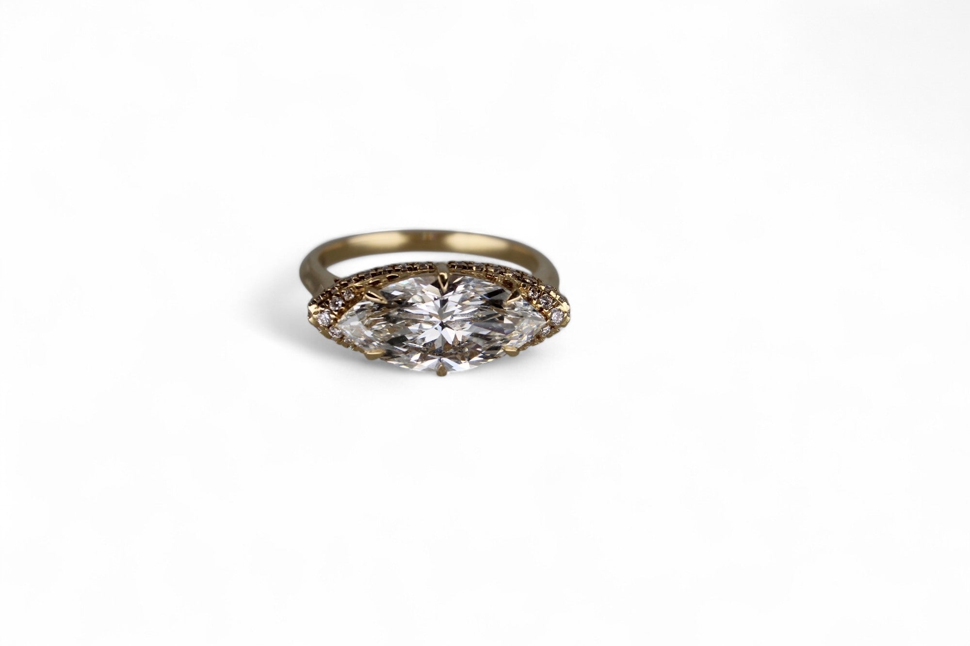 Marquise east - west 3 carat halo ring - Jewelry by Cleo