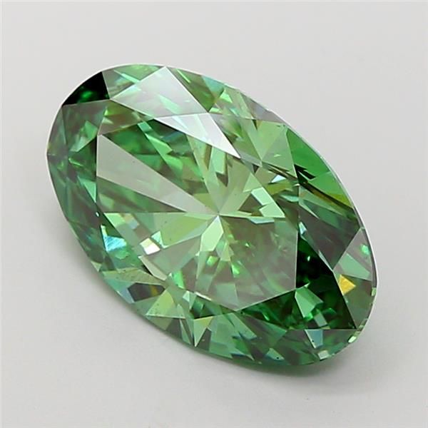 Oval 4.02ct Fancy Vivid Green VS2 EX EX None Lab CVD - Jewelry by Cleo