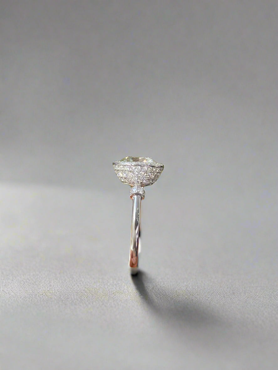 Round brilliant cut in 14k gold accented with over 100 stones - Jewelry by Cleo