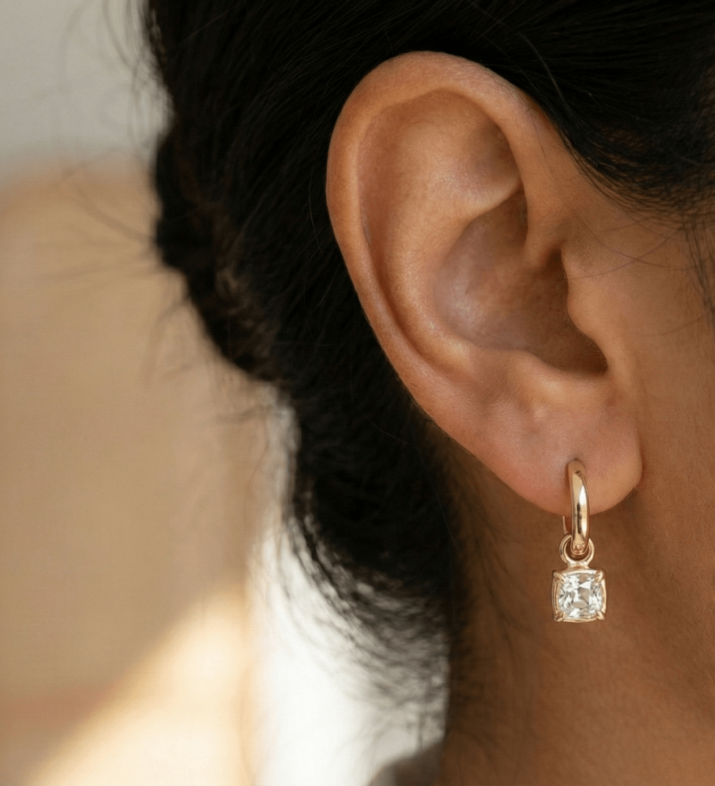The "2 - in - 1" Bezel Drop Huggies - Jewelry by Cleo