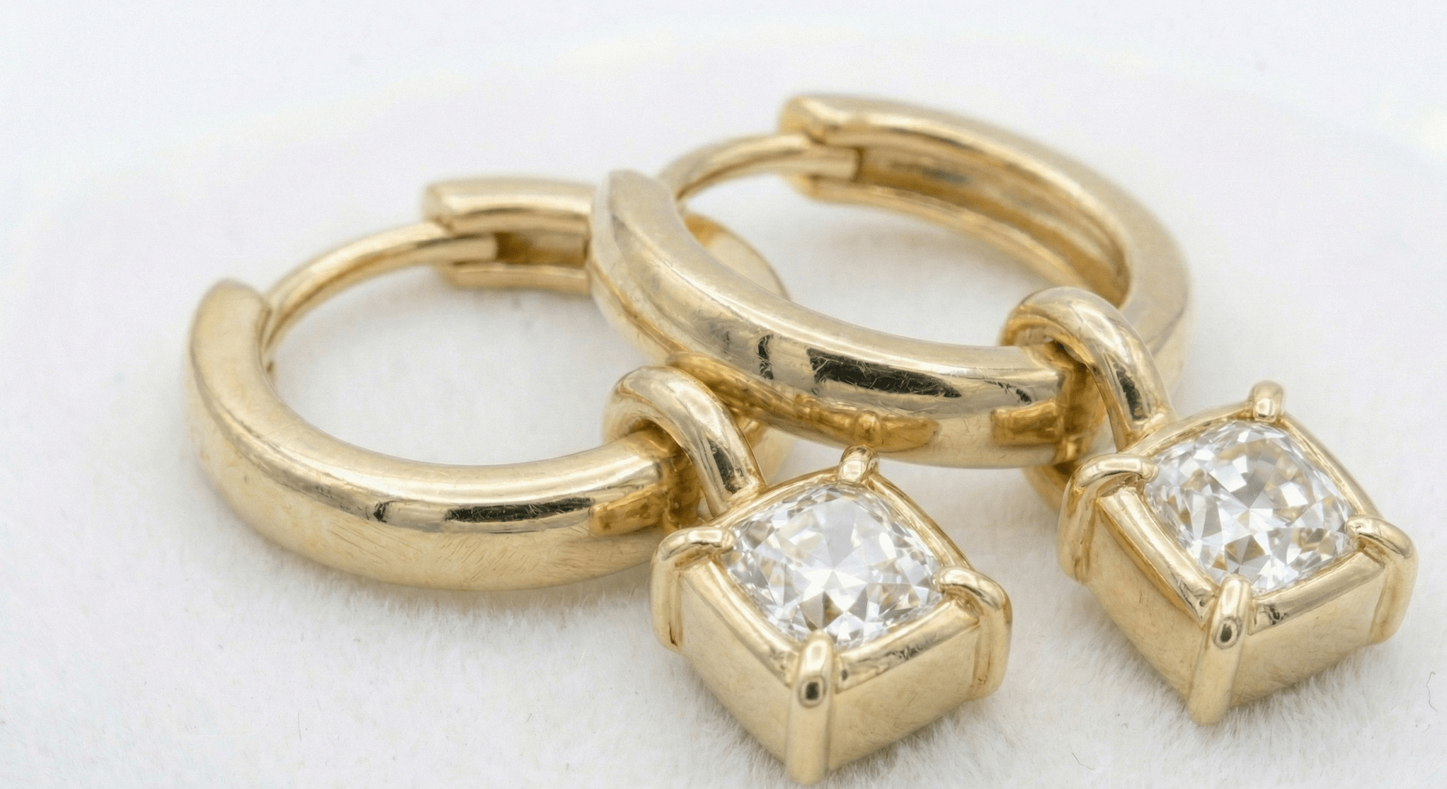 The "2 - in - 1" Bezel Drop Huggies - Jewelry by Cleo