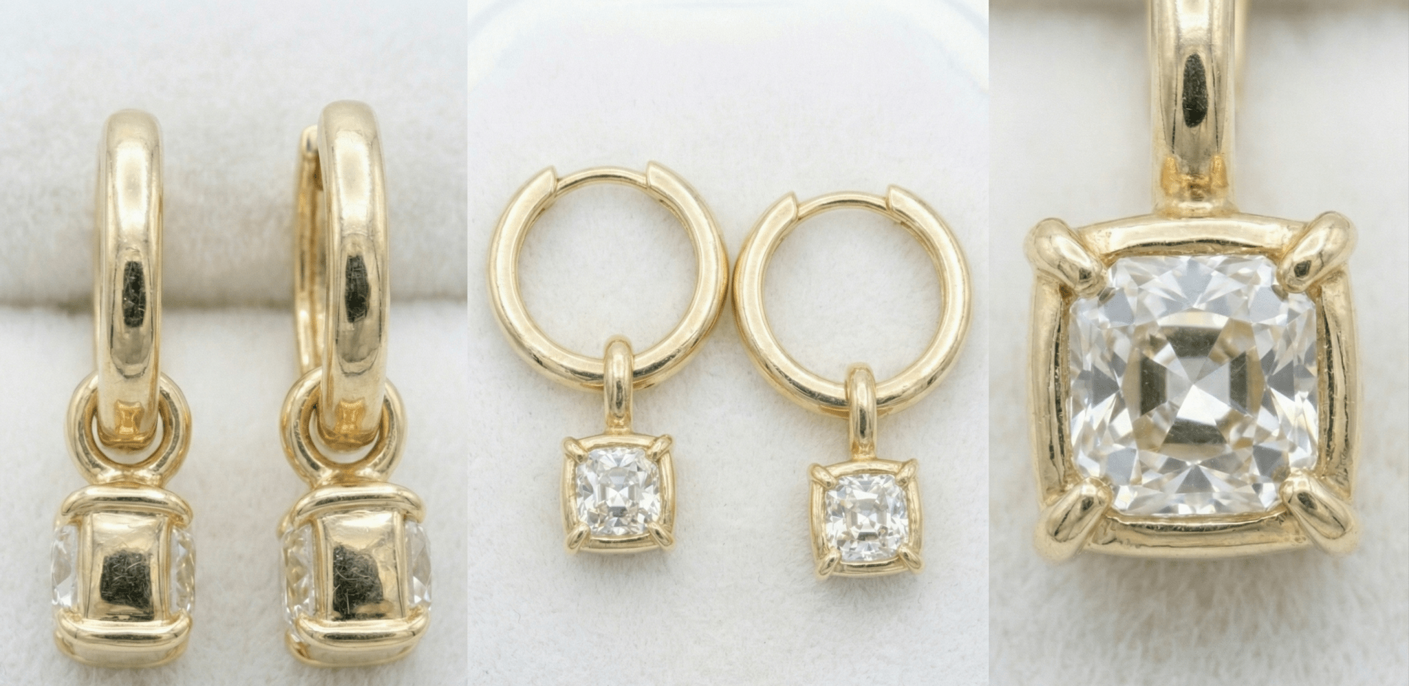 The "2 - in - 1" Bezel Drop Huggies - Jewelry by Cleo