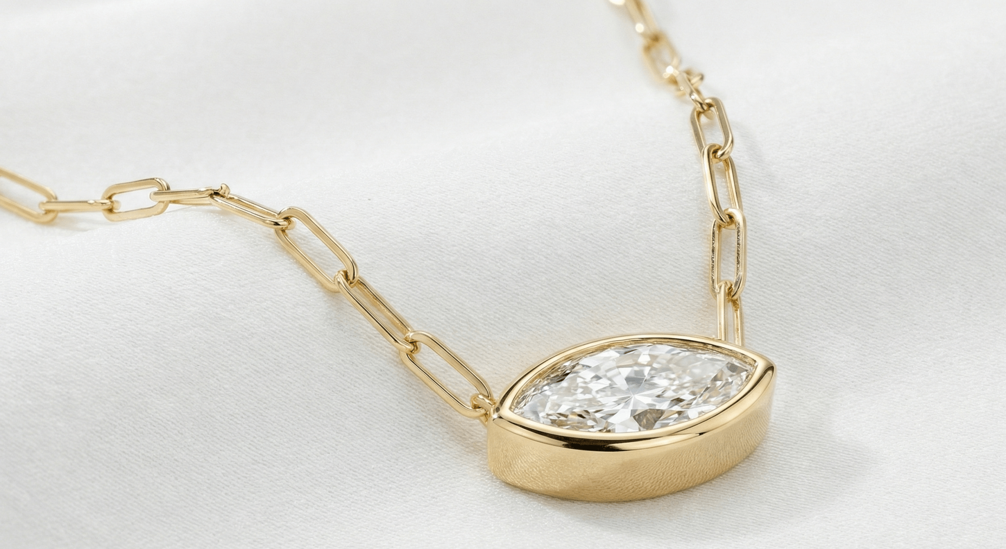 The Cleo Horizon: East - West Marquise Bezel Necklace - Jewelry by Cleo