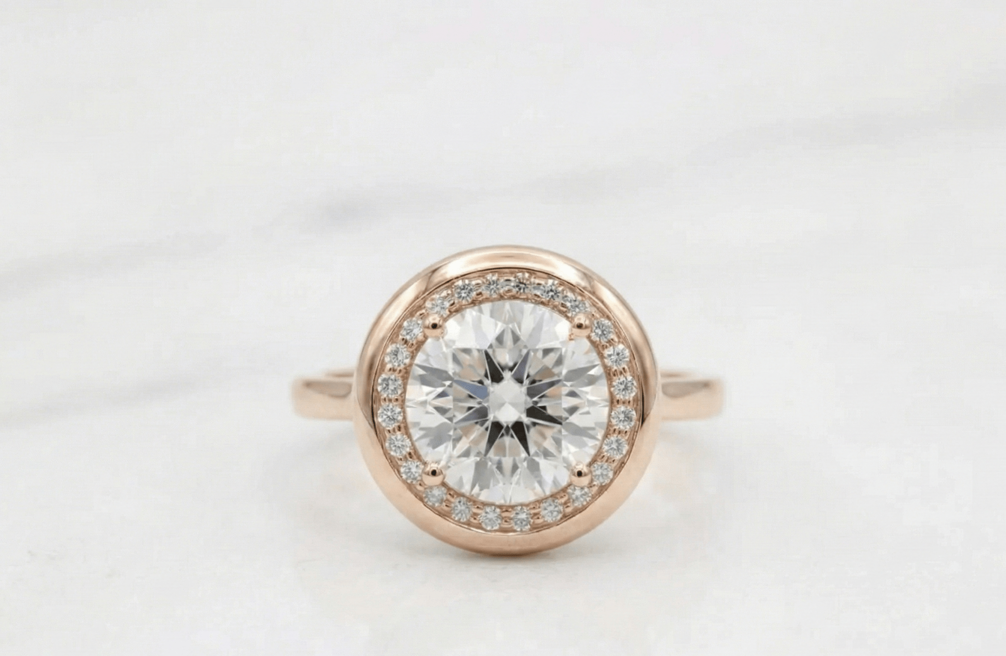 The Modern Halo Bezel Solitaire - Jewelry by Cleo