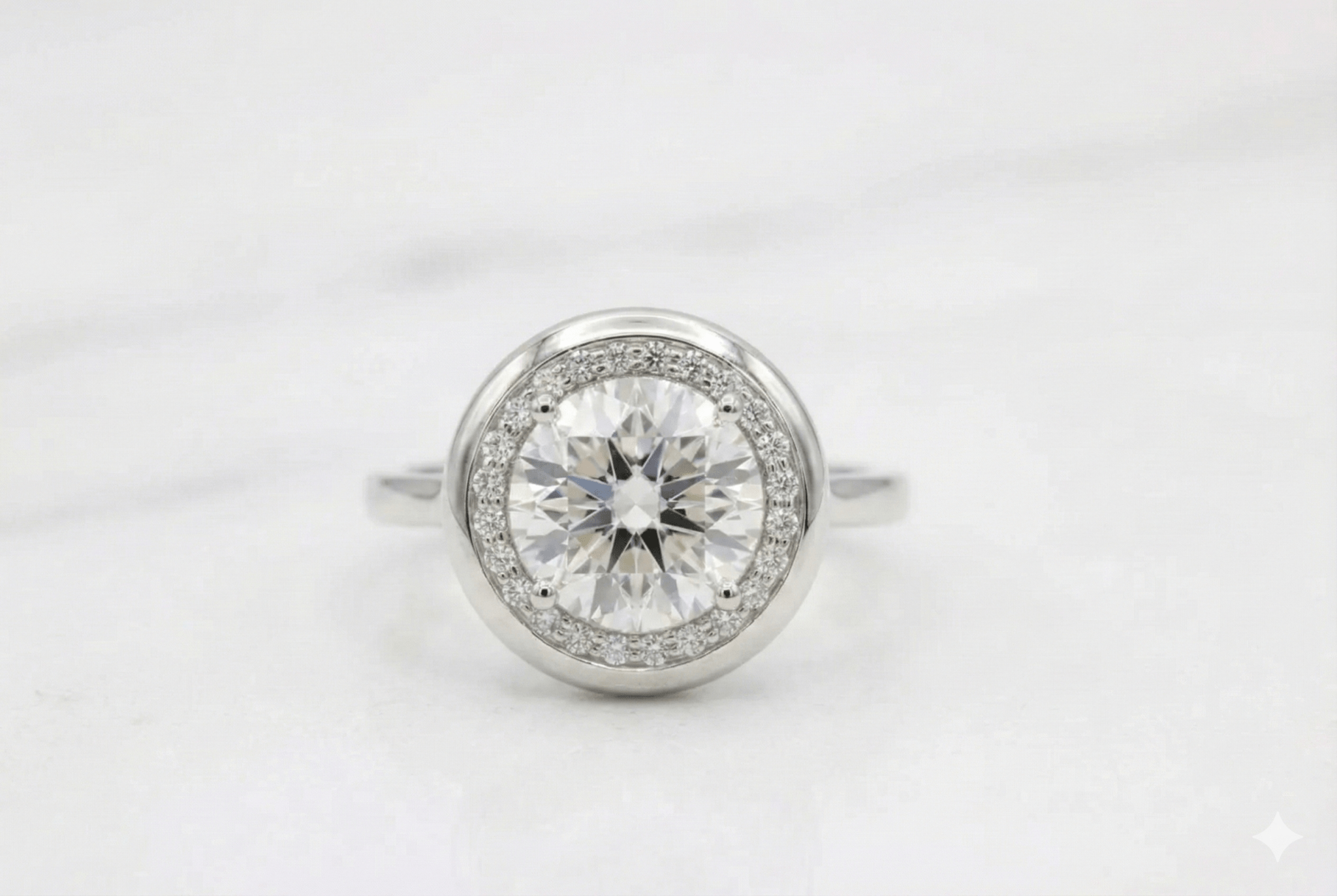 The Modern Halo Bezel Solitaire - Jewelry by Cleo