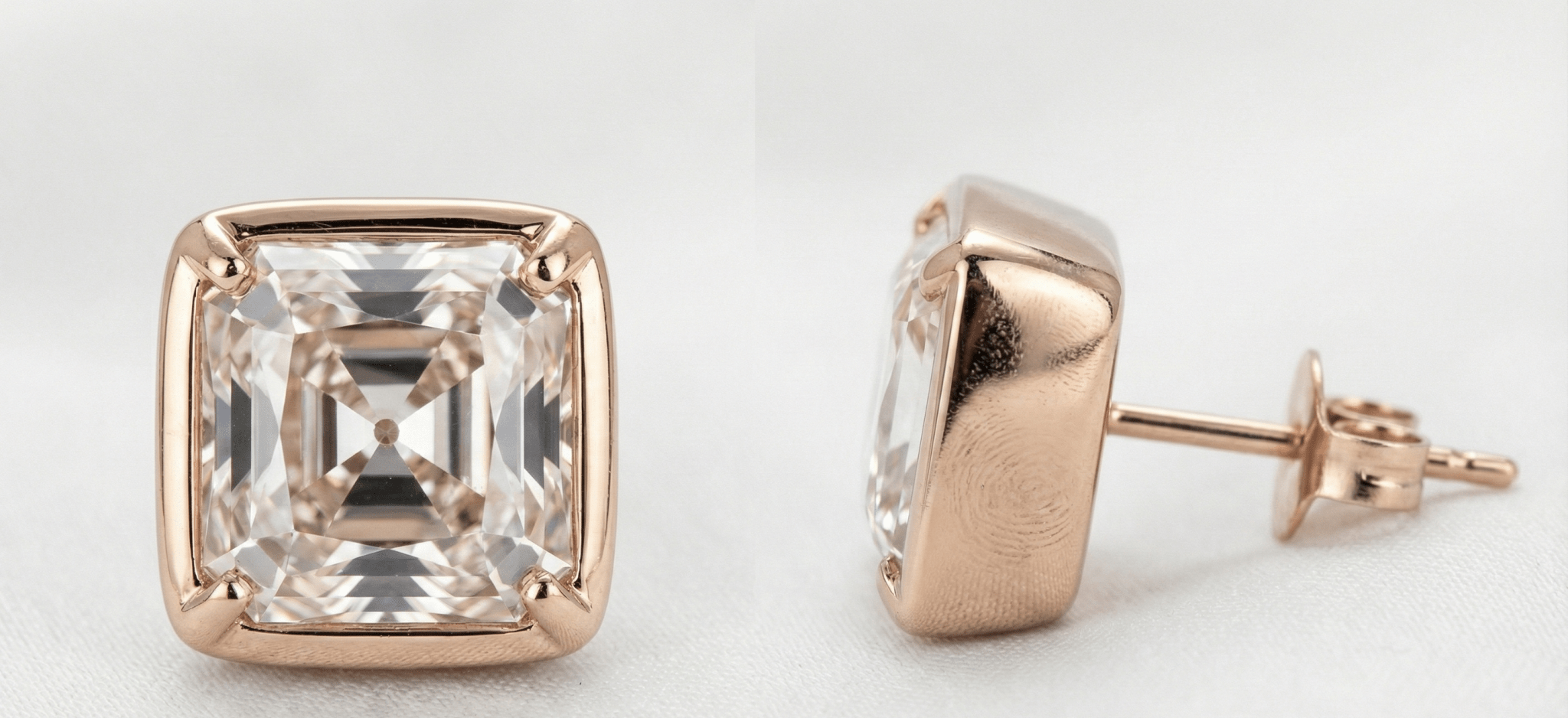 The OMC Bezel Studs with Signature Corner Prongs - Jewelry by Cleo