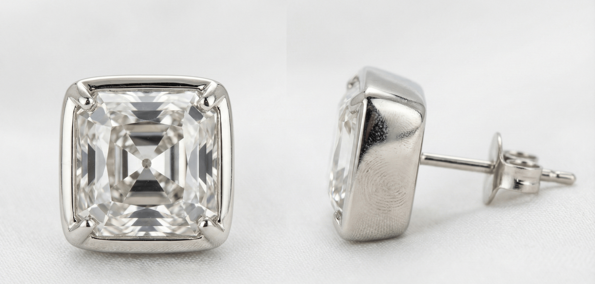 The OMC Bezel Studs with Signature Corner Prongs - Jewelry by Cleo