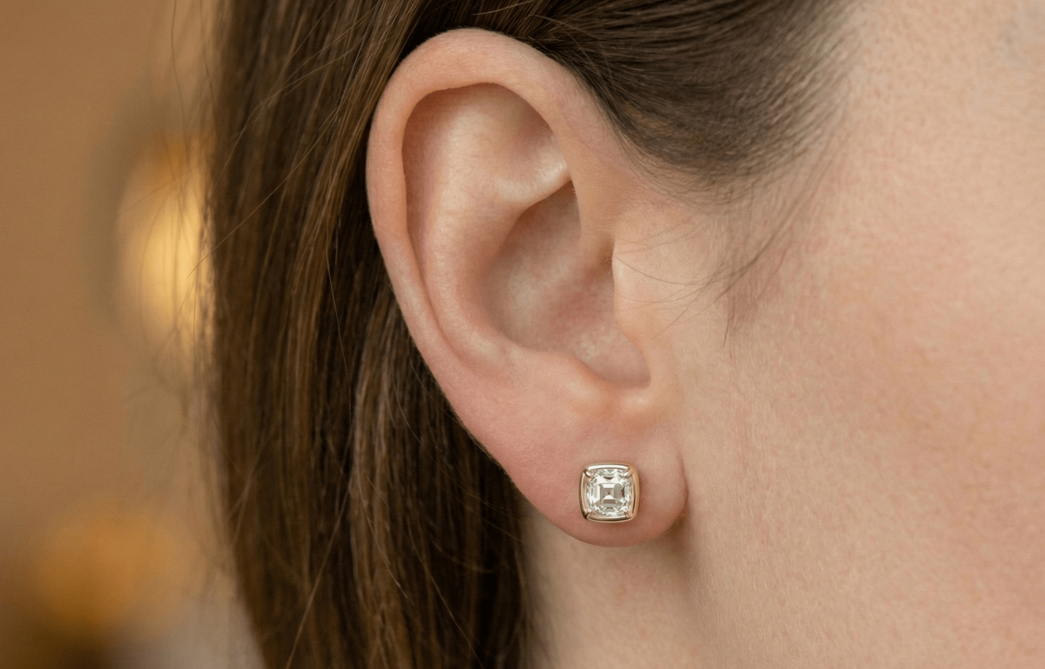 The OMC Bezel Studs with Signature Corner Prongs - Jewelry by Cleo