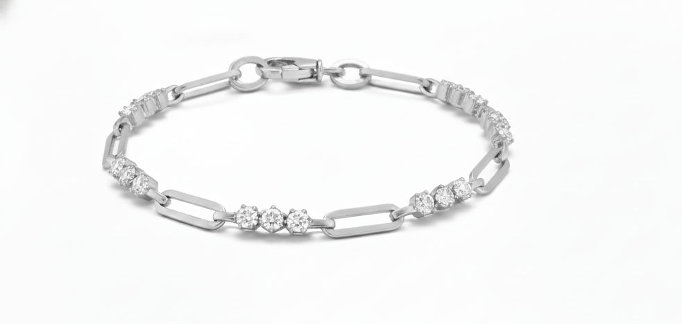 The Stella 14k Gold & Lab - Diamond Paperclip Bracelet - Jewelry by Cleo